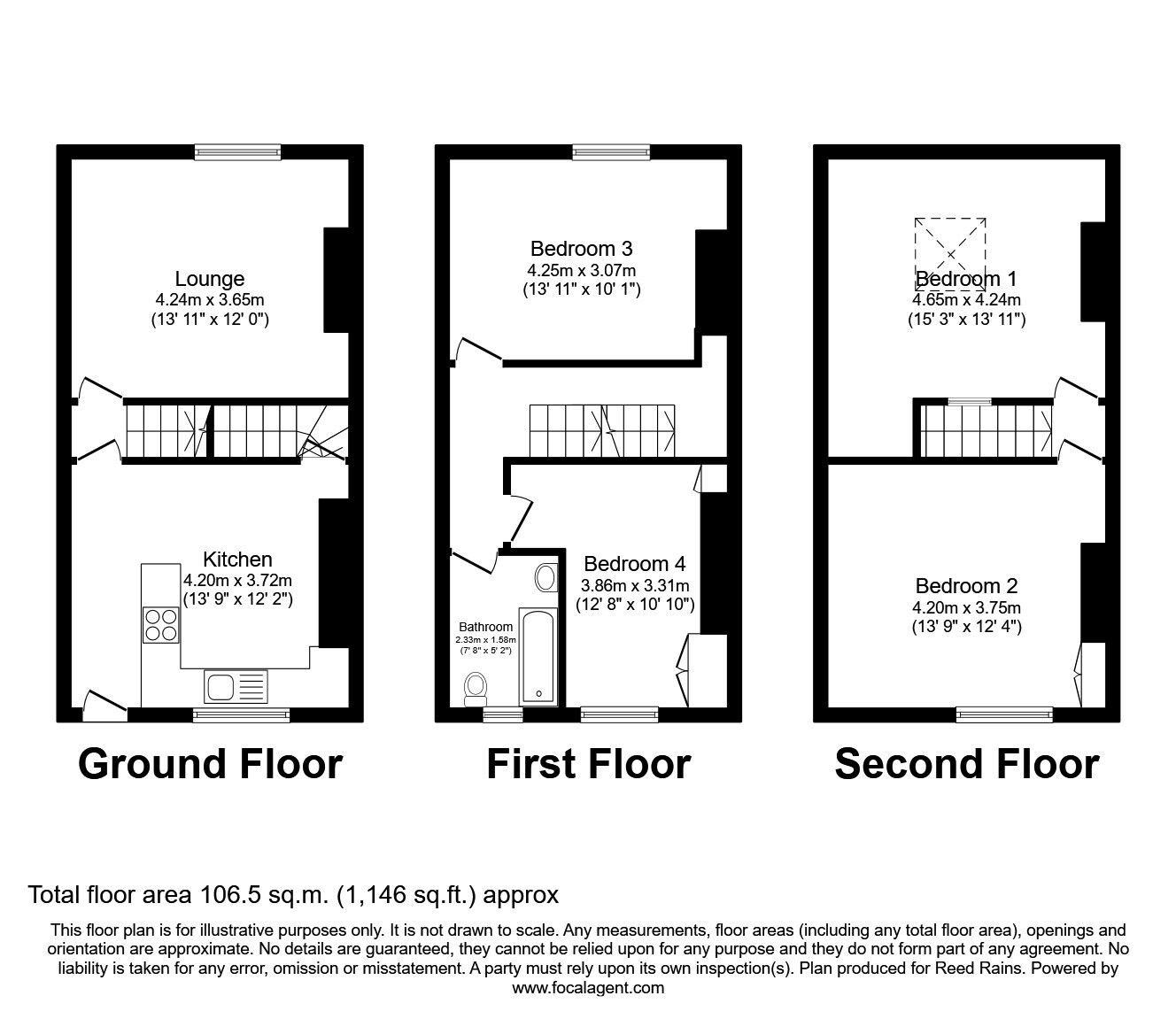 Floorplan of 4 bedroom Mid Terrace House for sale, Chapel Avenue, Hebden Bridge, HX7