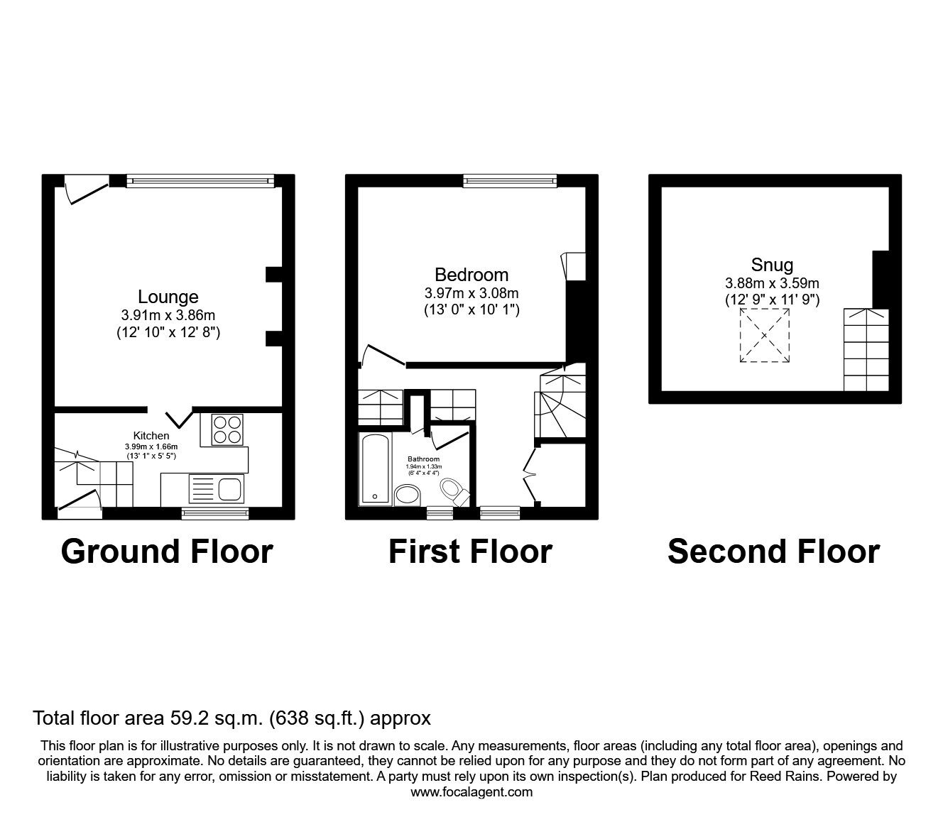 Floorplan of 1 bedroom Mid Terrace House for sale, Weavers Square, Hebden Bridge, HX7