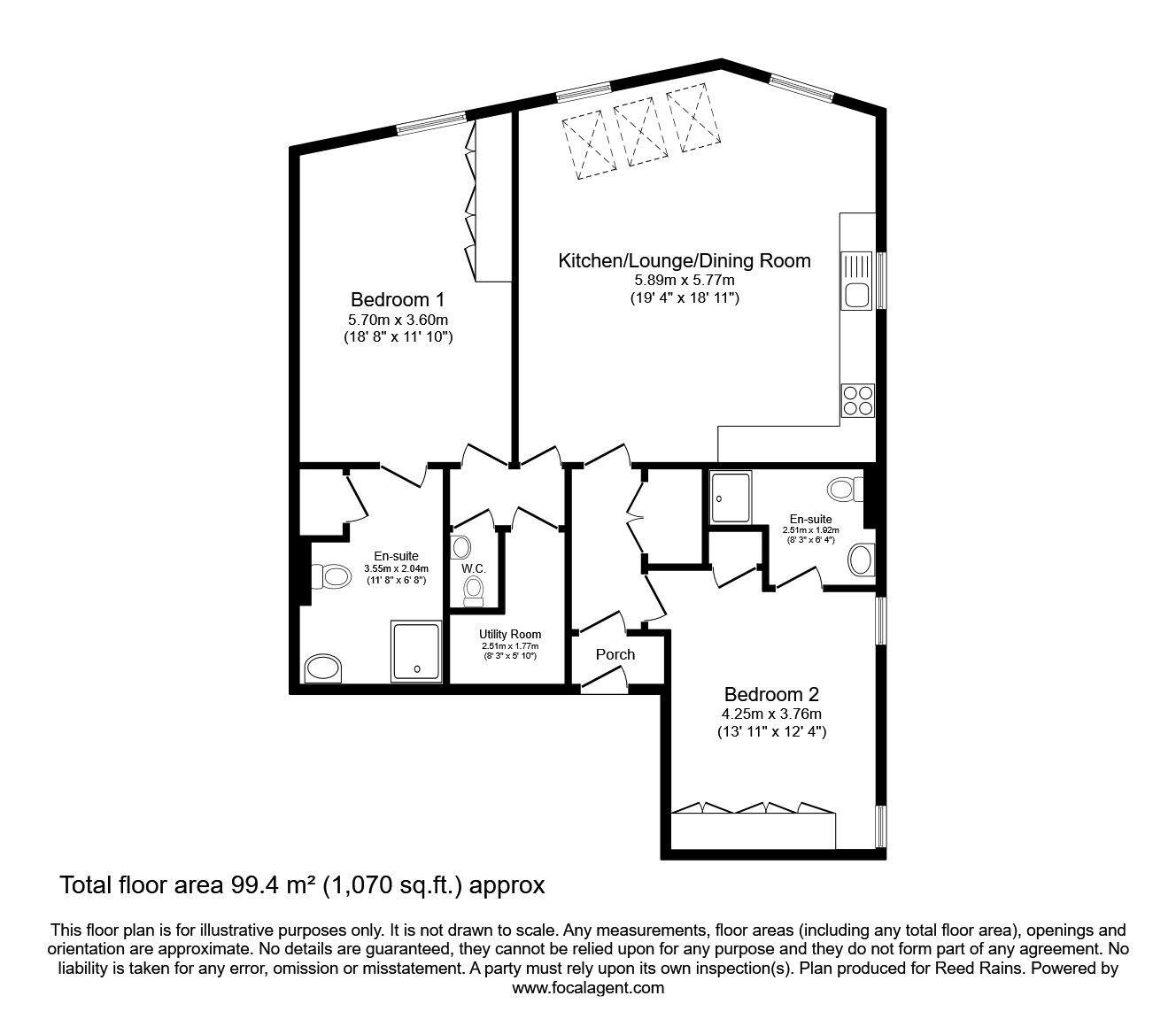 Floorplan of 2 bedroom  Flat for sale, Hebble House, Oldgate, Hebden Bridge, HX7