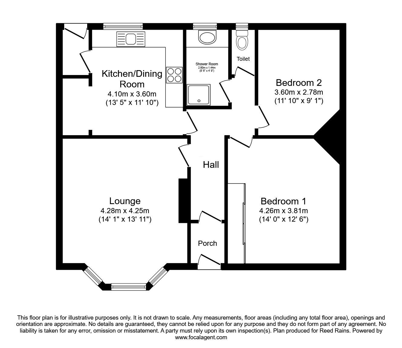 Floorplan of 2 bedroom Semi Detached Bungalow for sale, Warley Wood Lane, Luddendenfoot, Halifax, HX2