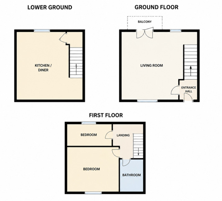 Floorplan of 2 bedroom Mid Terrace House to rent, Rose Villas, West Yorkshire, HX7