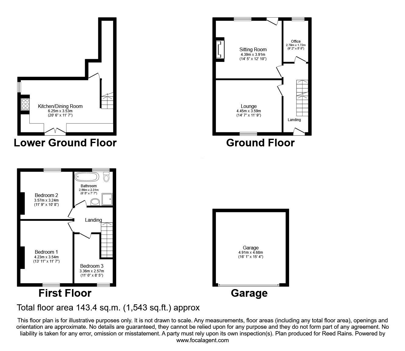 Floorplan of 4 bedroom Semi Detached House for sale, Luddendenfoot, Halifax, HX2