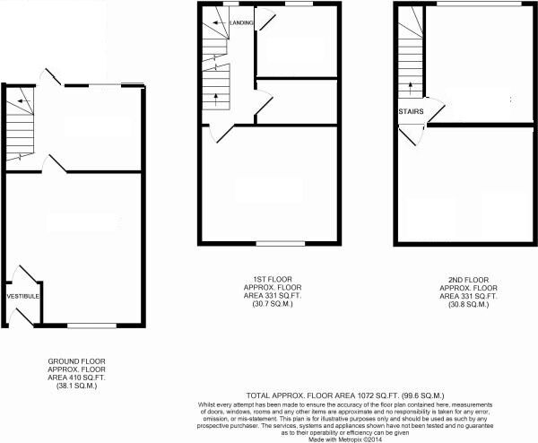 Floorplan of 3 bedroom Mid Terrace House for sale, Eton Terrace, Hebden Bridge, West Yorkshire, HX7