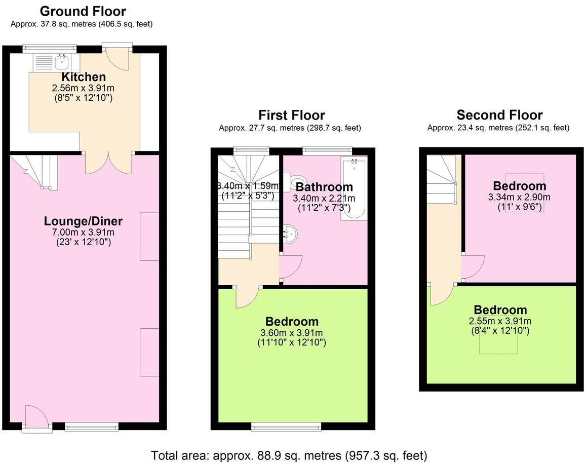 Floorplan of 3 bedroom Mid Terrace House for sale, Commercial Street, Todmorden, OL14
