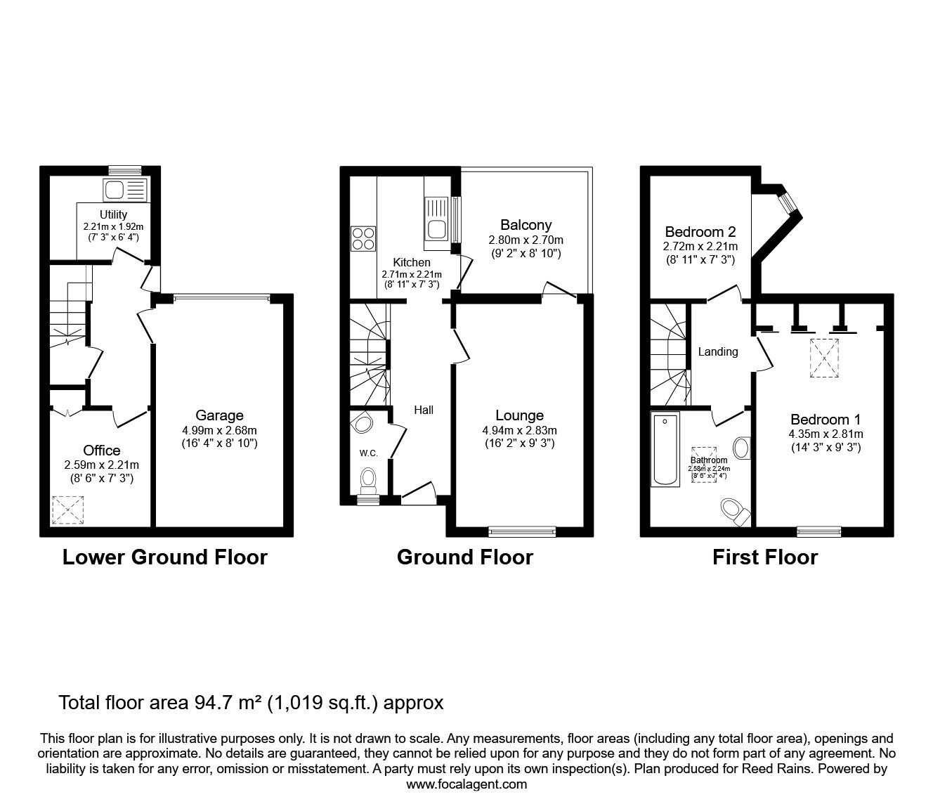 Floorplan of 3 bedroom Mid Terrace House for sale, Palace House Road, Hebden Bridge, HX7