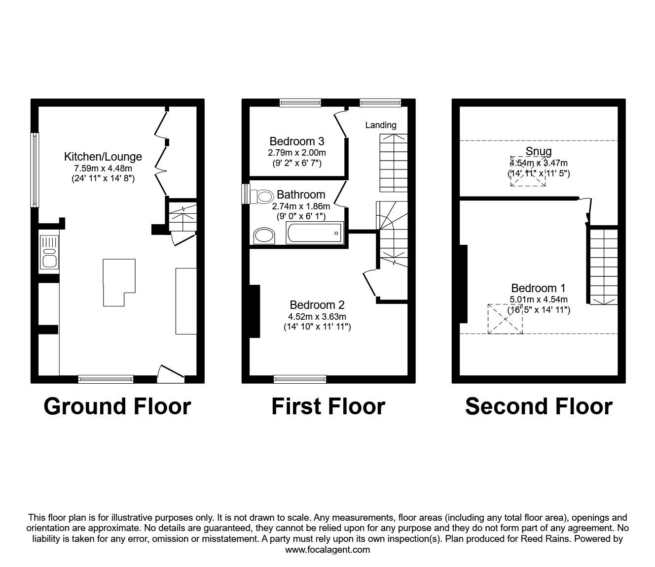 Floorplan of 3 bedroom End Terrace House for sale, Keighley Road, Pecket Well, Hebden Bridge, HX7