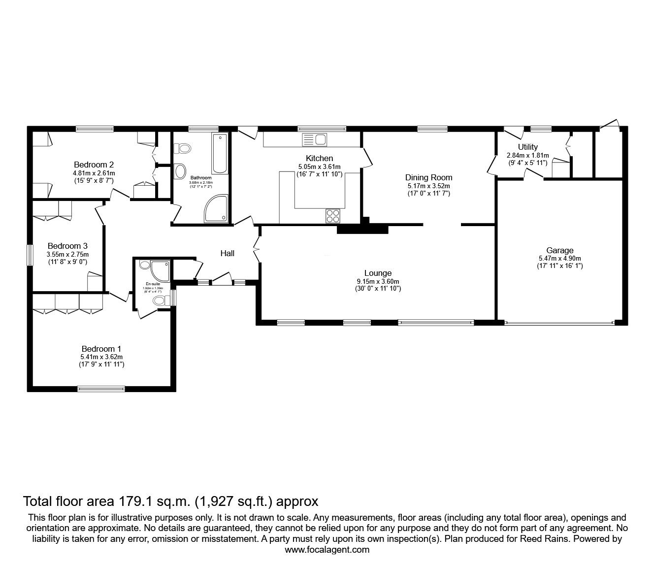 Floorplan of 3 bedroom Detached Bungalow for sale, Higher Ashes Lane, Cross Stone Road, West Yorkshire, OL14
