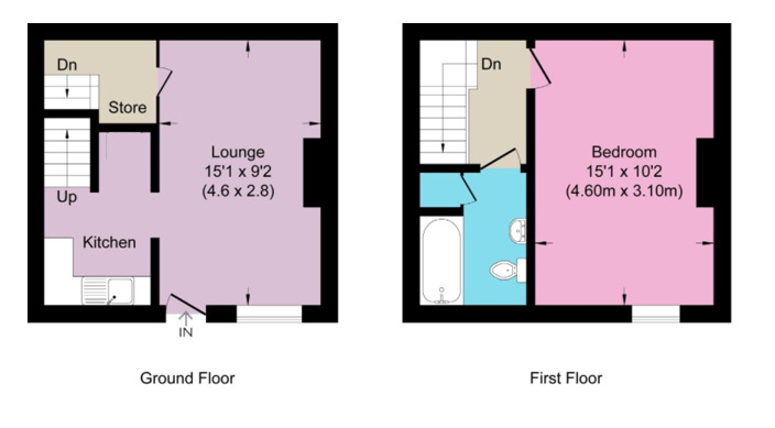 Floorplan of 1 bedroom Mid Terrace House for sale, Woodland View, Hebden Bridge, HX7