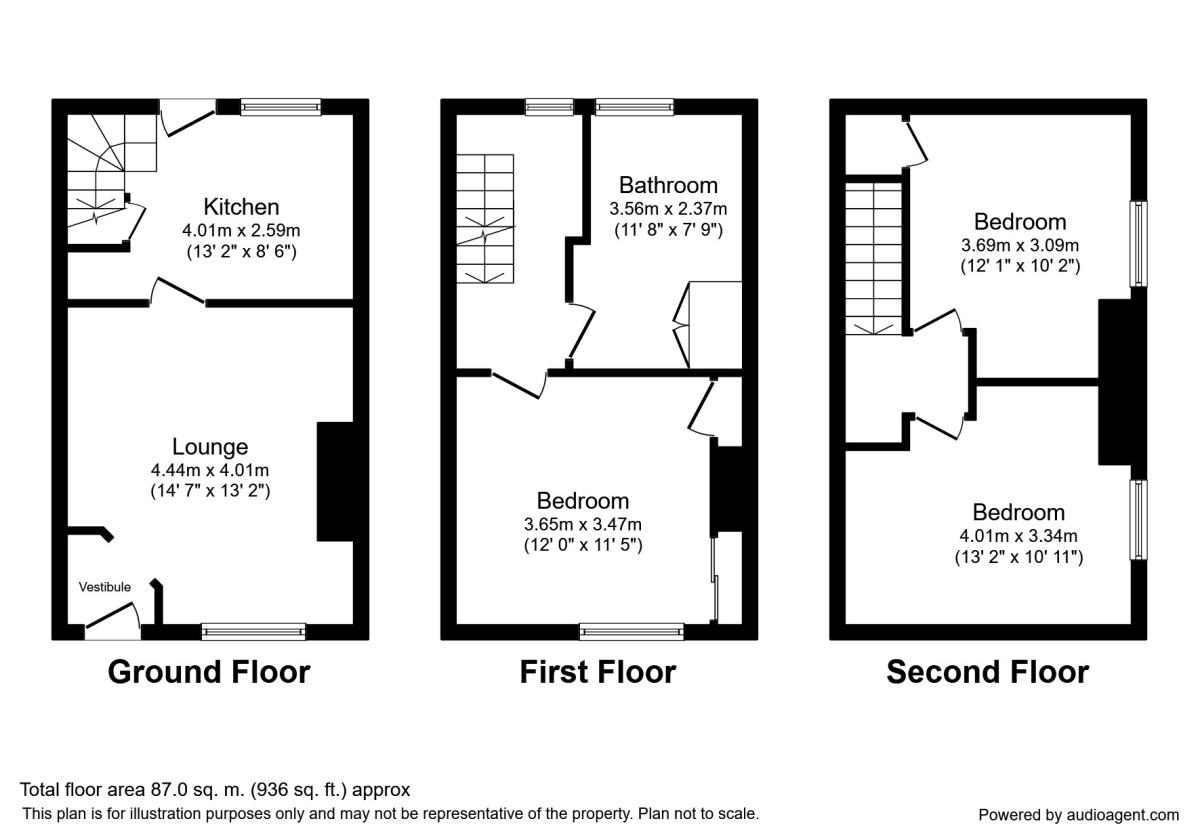 Floorplan of 3 bedroom End Terrace House for sale, Dampier Street, Todmorden, OL14