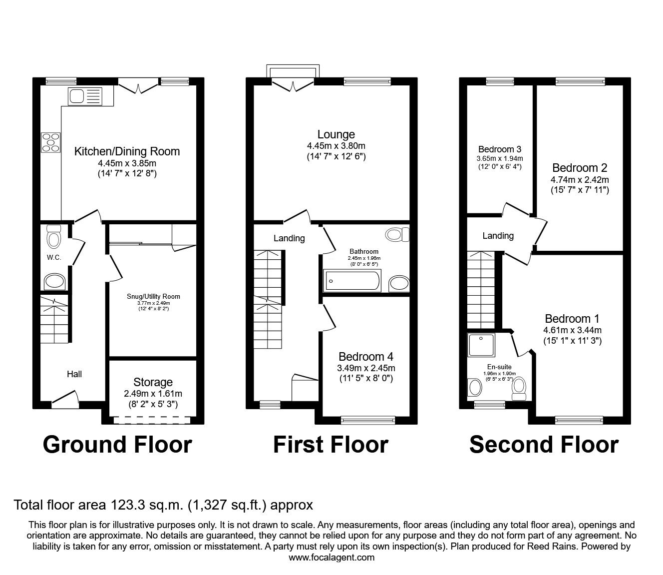 Floorplan of 4 bedroom End Terrace House for sale, Daisy Hill Close, Luddendenfoot, Halifax, HX2