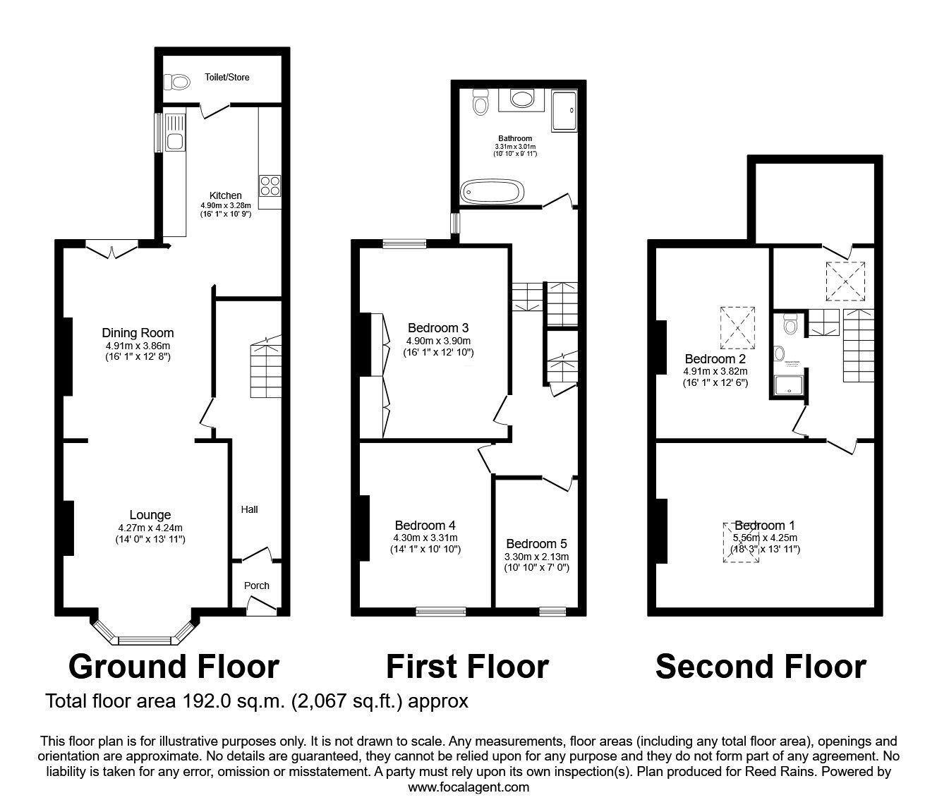 Floorplan of 4 bedroom Mid Terrace House for sale, Wellington Road, Todmorden, OL14