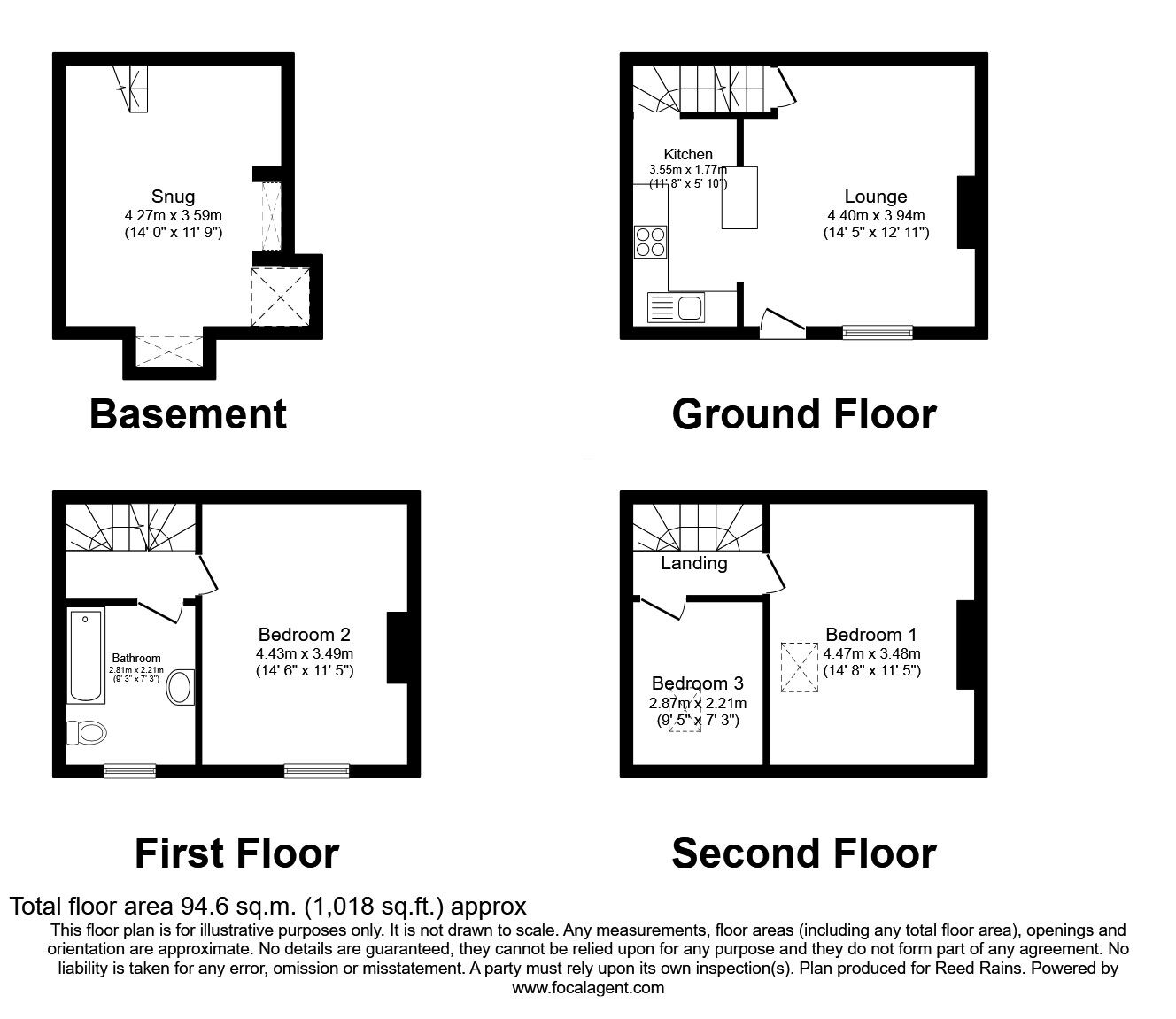 Floorplan of 3 bedroom Mid Terrace House for sale, Queen Street, Mytholmroyd, Hebden Bridge, HX7