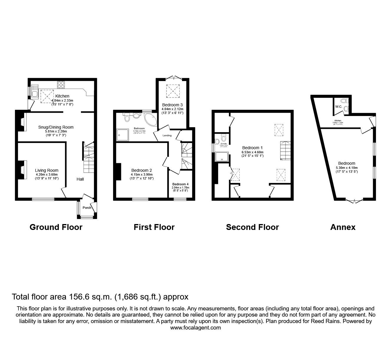 Floorplan of 4 bedroom End Terrace House for sale, Scotland Lane, Luddendenfoot, West Yorkshire, HX2