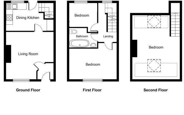 Floorplan of 3 bedroom Mid Terrace House for sale, Halifax Road, Todmorden, OL14
