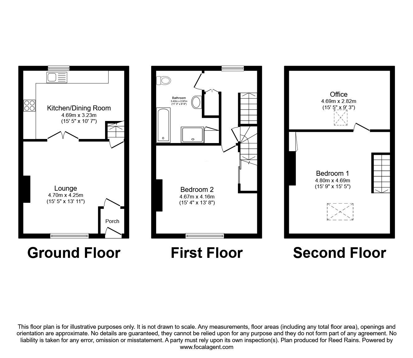 Floorplan of 2 bedroom Mid Terrace House for sale, Keighley Road, Pecket Well, Hebden Bridge, HX7