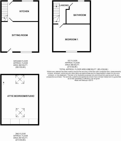 Floorplan of 2 bedroom Mid Terrace House for sale, Oxford Street, Hebden Bridge, HX7