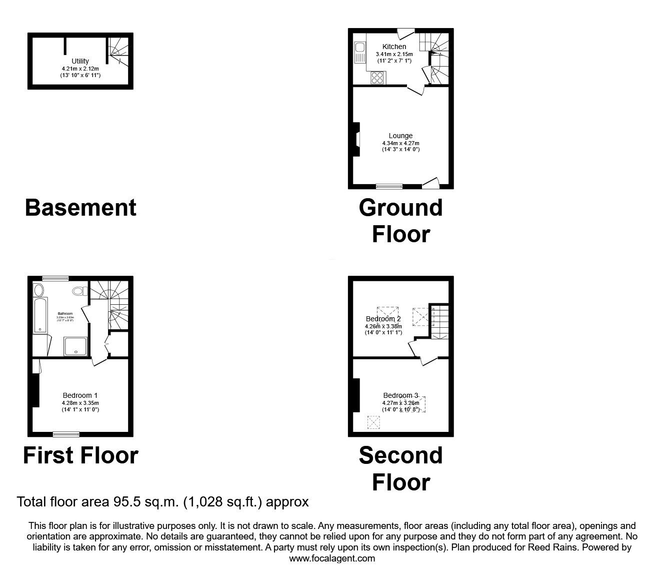 Floorplan of 3 bedroom Mid Terrace House for sale, Gladstone Building, Hebden Bridge, HX7