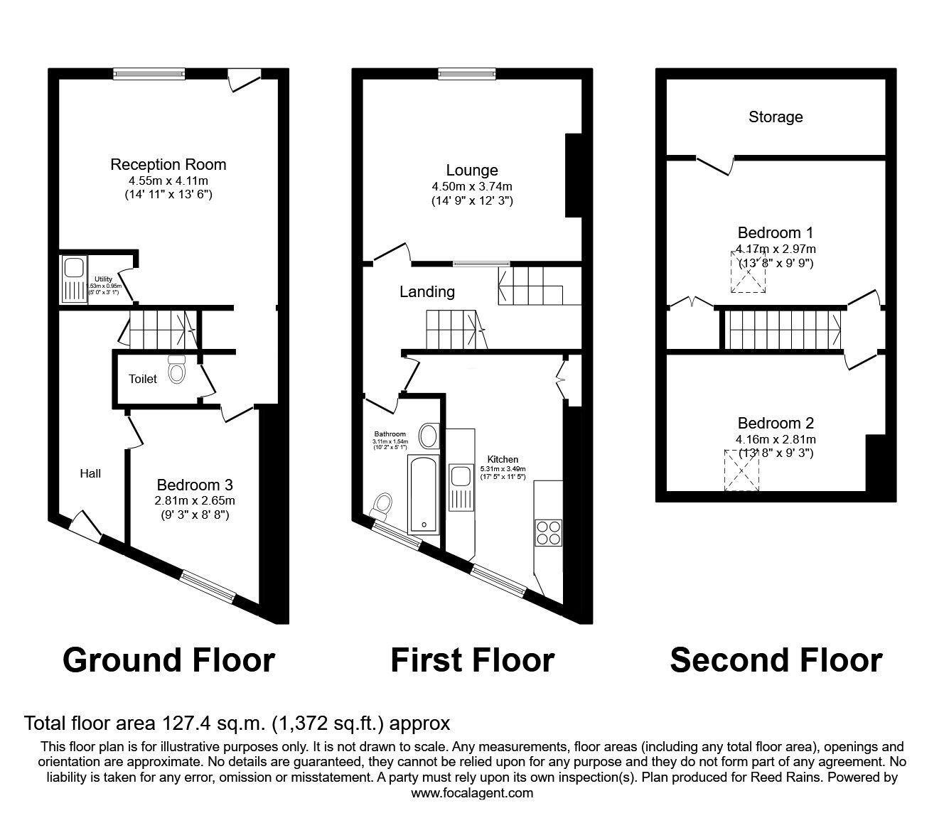 Floorplan of 3 bedroom Mid Terrace House for sale, Tillotsons Buildings, Luddendenfoot, Halifax, HX2