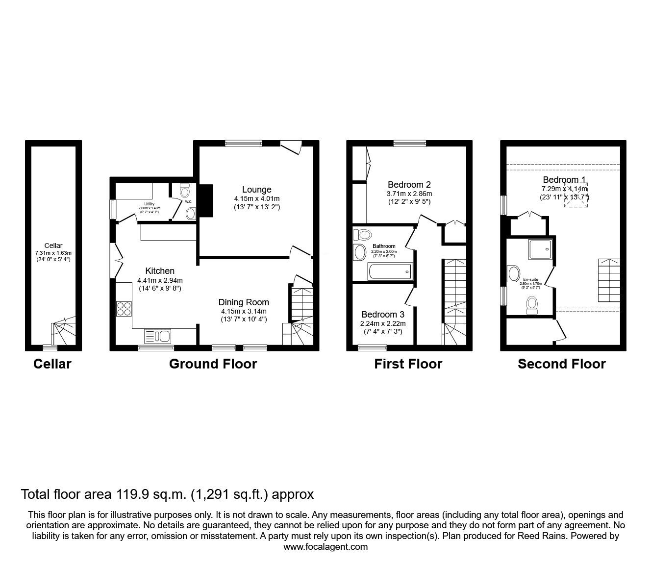 Floorplan of 3 bedroom End Terrace House for sale, Eton Terrace, Hebden Bridge, HX7