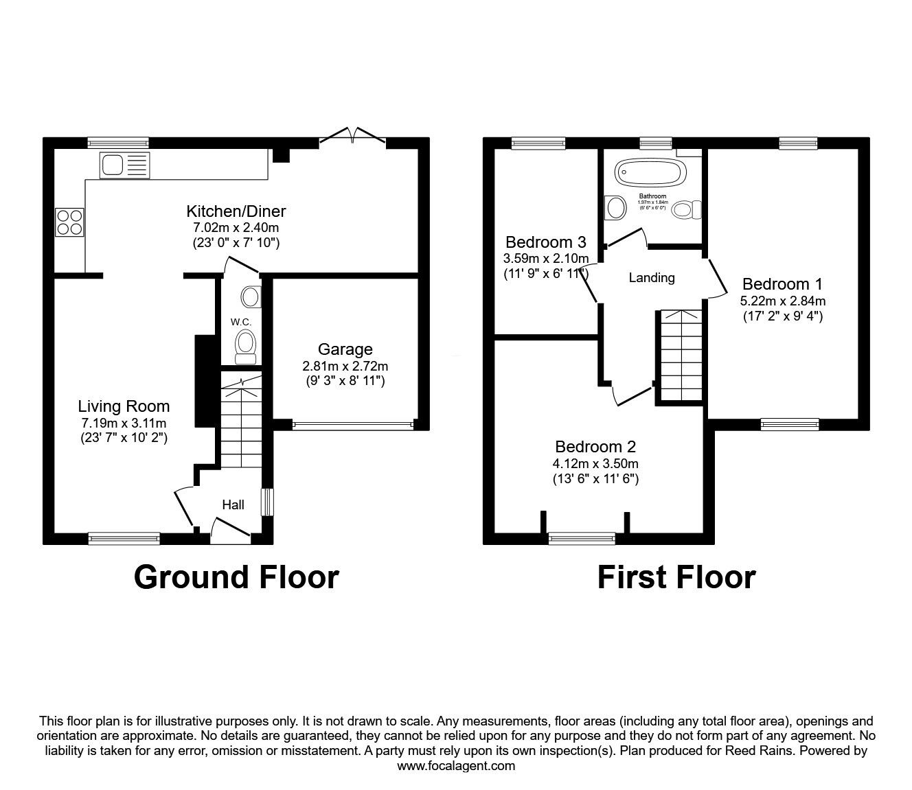 Floorplan of 3 bedroom Semi Detached House for sale, Calder Close, Mirfield, West Yorkshire, WF14