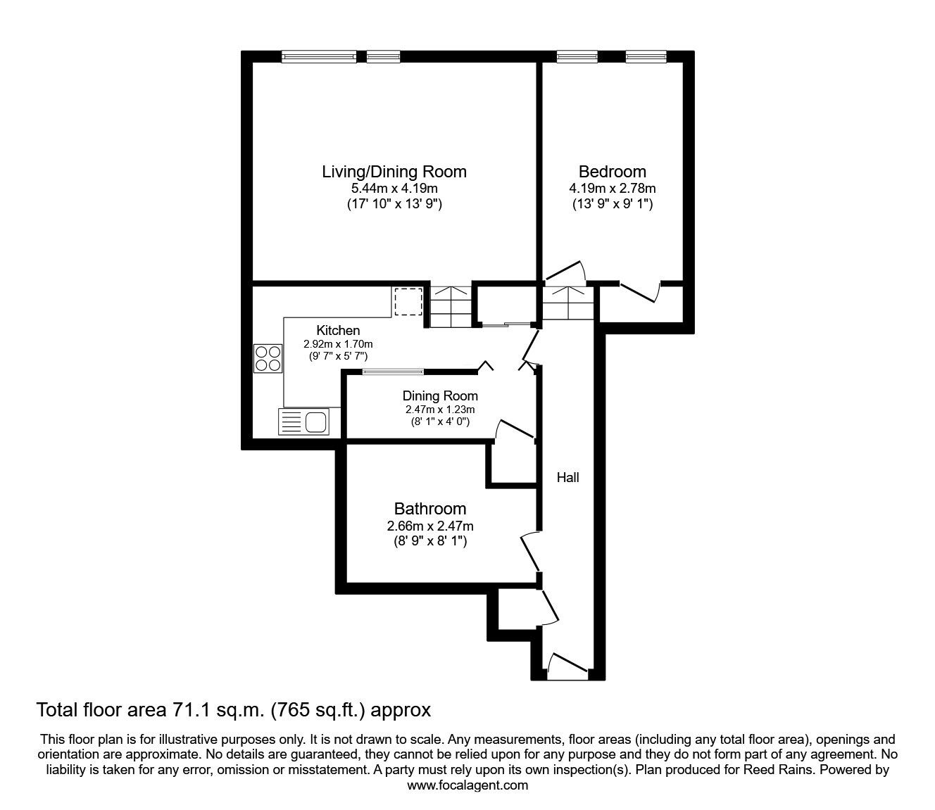 Floorplan of 1 bedroom  Flat for sale, Carlton Chambers, Albert Street, Hebden Bridge, HX7