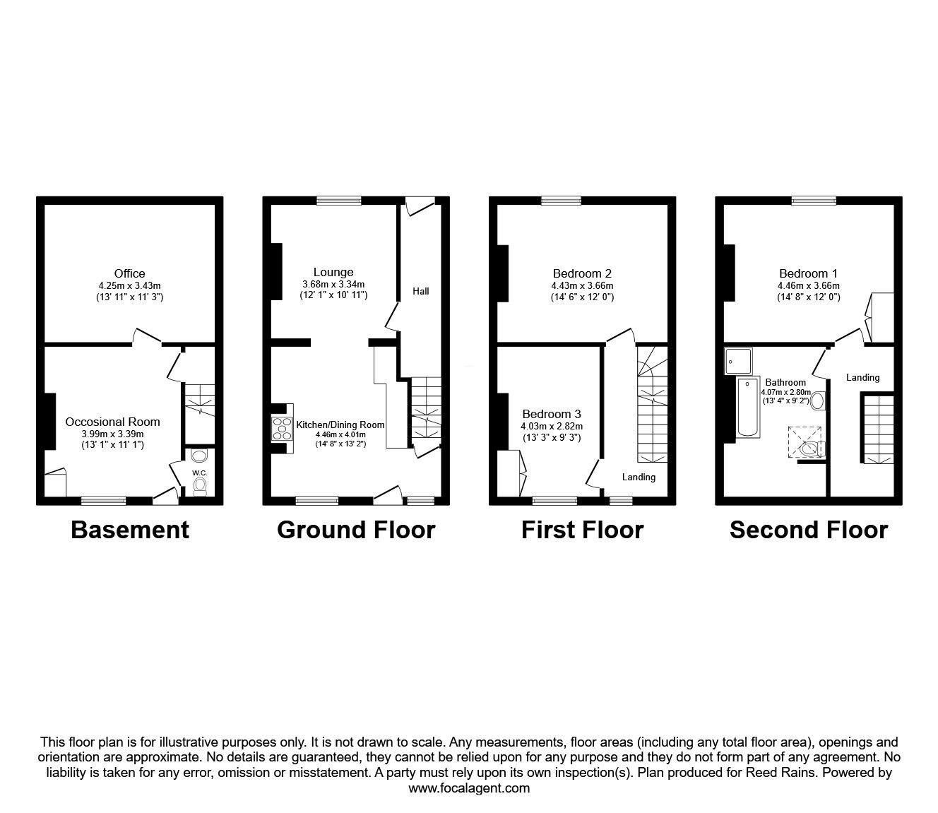 Floorplan of 3 bedroom Mid Terrace House for sale, Adelaide Street, Hebden Bridge, HX7