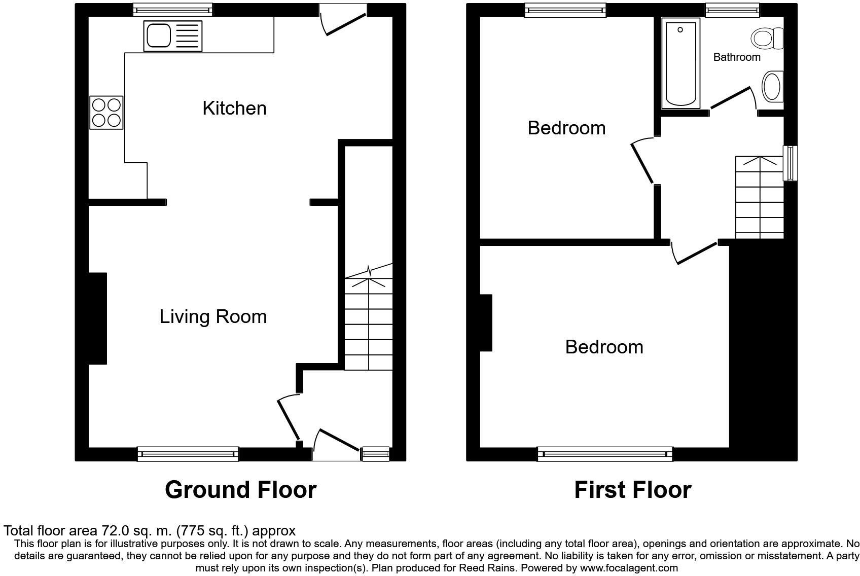 Floorplan of 2 bedroom Semi Detached House for sale, Kershaw Crescent, Luddendenfoot, Halifax, HX2
