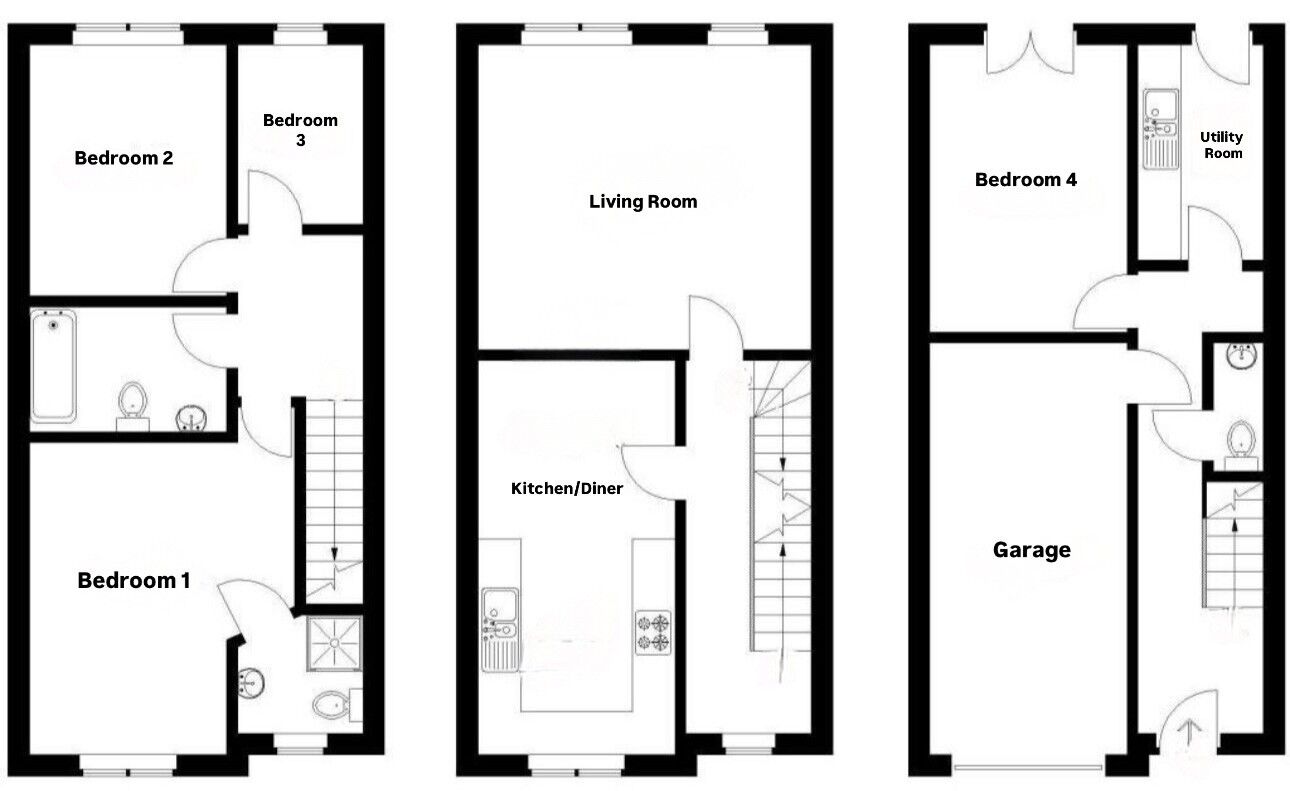 Floorplan of 4 bedroom Mid Terrace House for sale, Longfellow Court, Mytholmroyd, Hebden Bridge, HX7