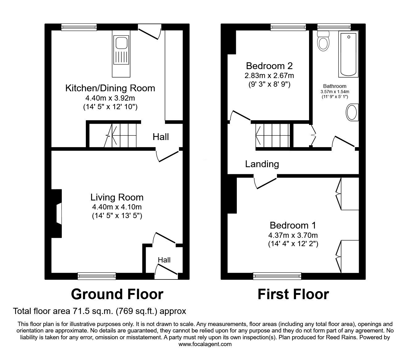 Floorplan of 2 bedroom Mid Terrace House for sale, Harbour Lane, Milnrow, Rochdale, OL16