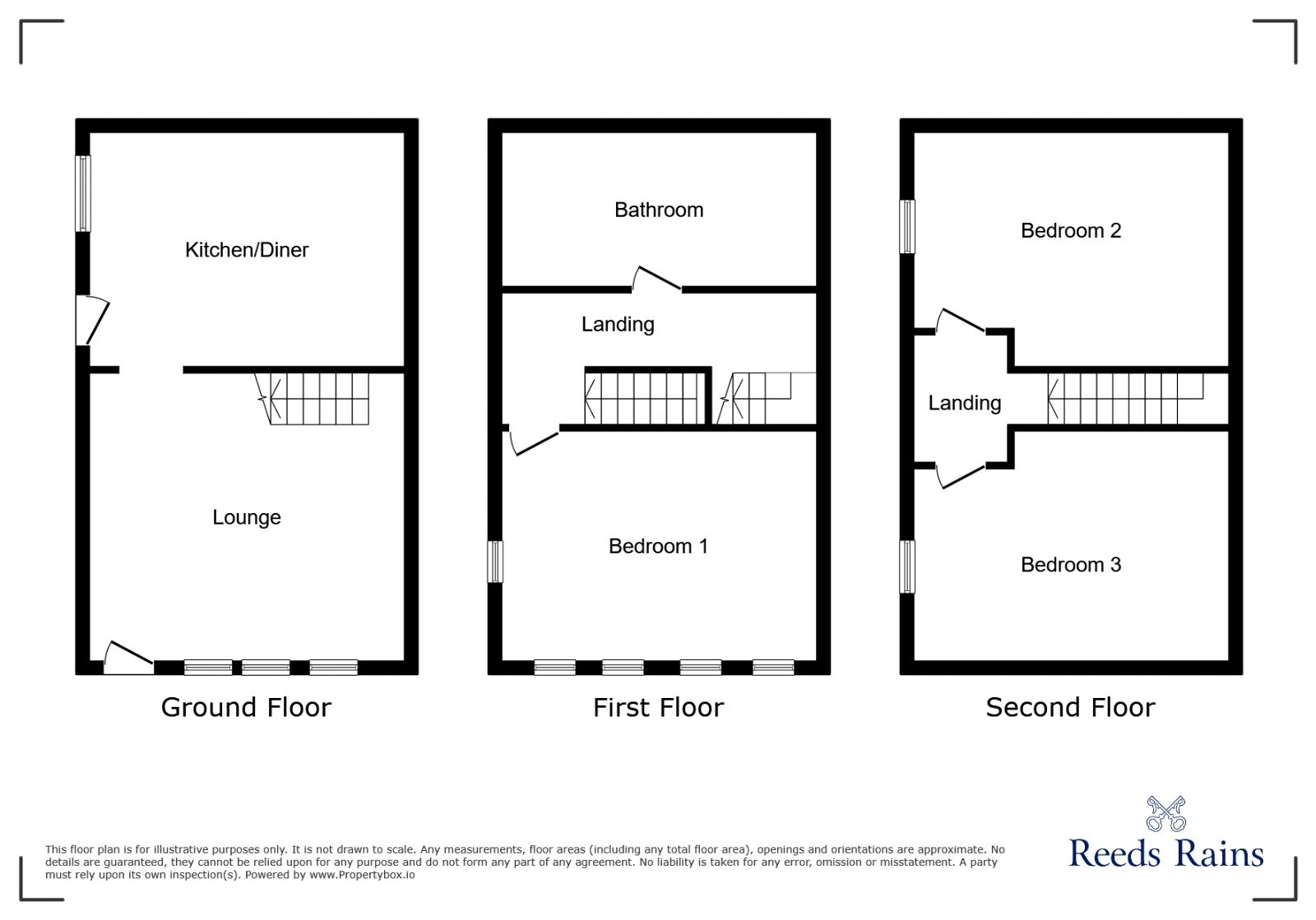 Floorplan of 3 bedroom Mid Terrace House for sale, Lower White Lee, Hebden Bridge, West Yorkshire, HX7