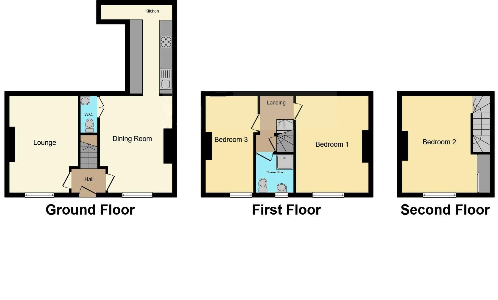 Floorplan of 3 bedroom Mid Terrace House for sale, Belmont Terrace, Luddendenfoot, West Yorkshire, HX2
