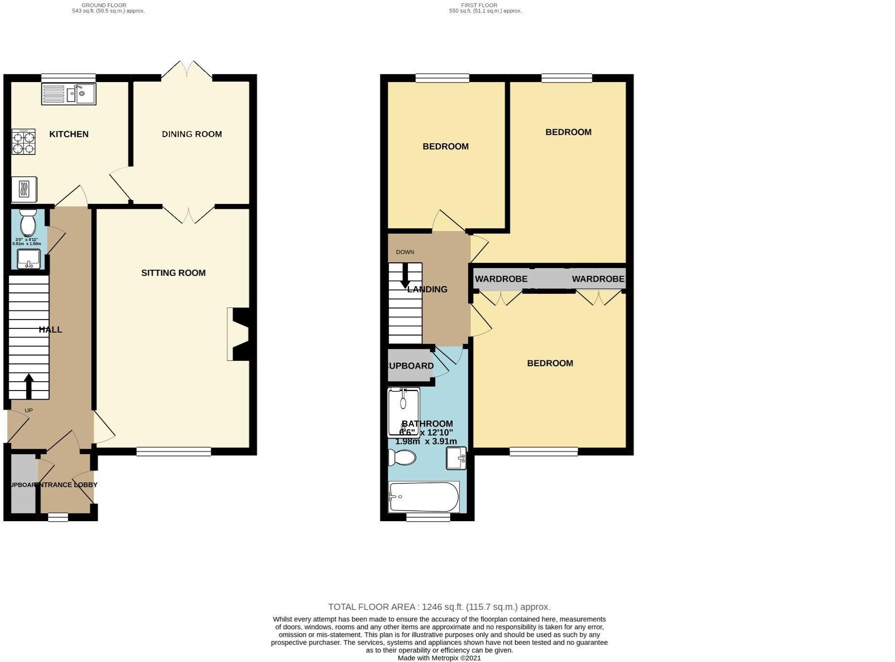Floorplan of 3 bedroom Semi Detached House for sale, The Brook, Cragg Road, Hebden Bridge, HX7