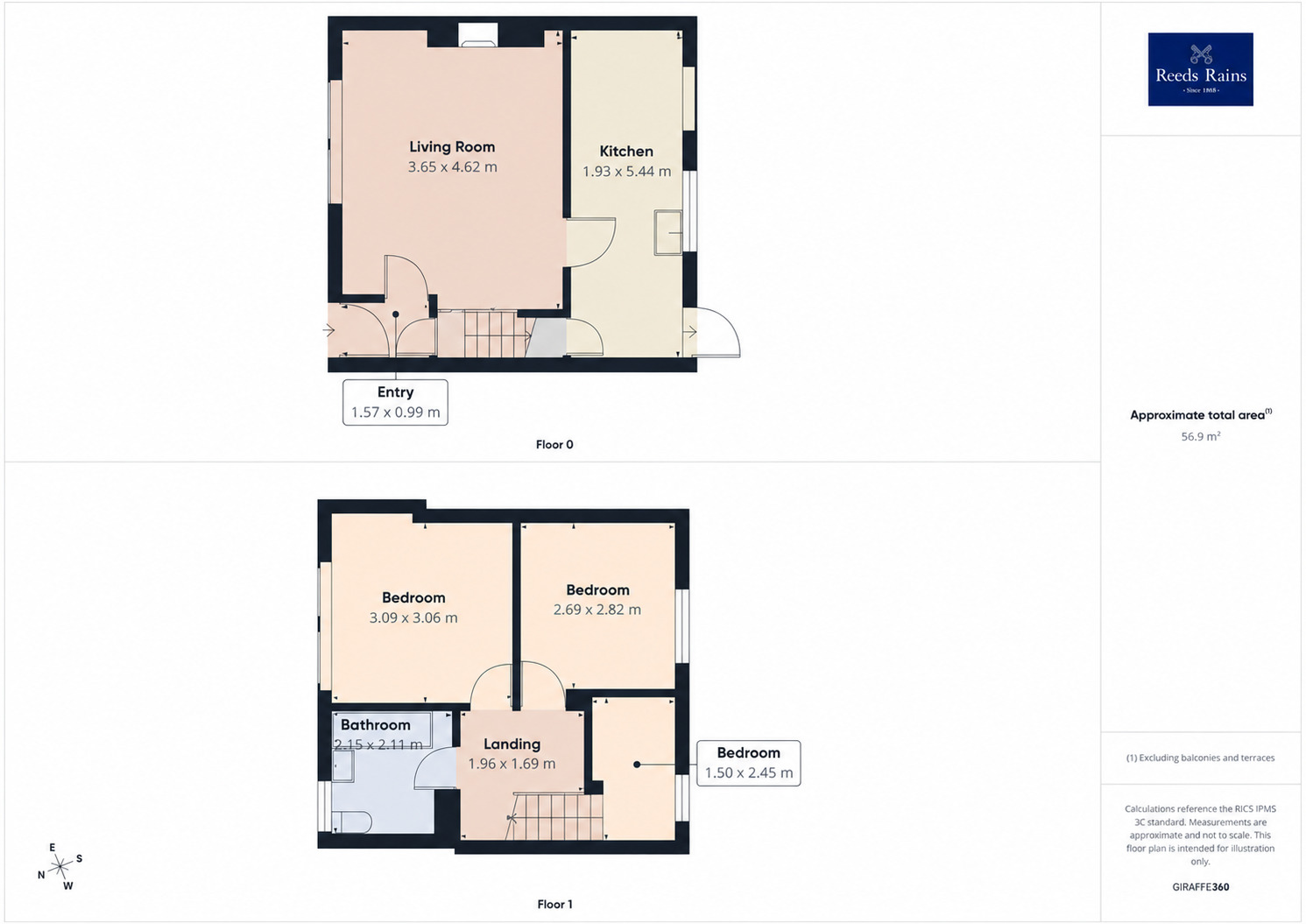 Floorplan of 3 bedroom Mid Terrace House for sale, Square, Mytholmroyd, Hebden Bridge, HX7