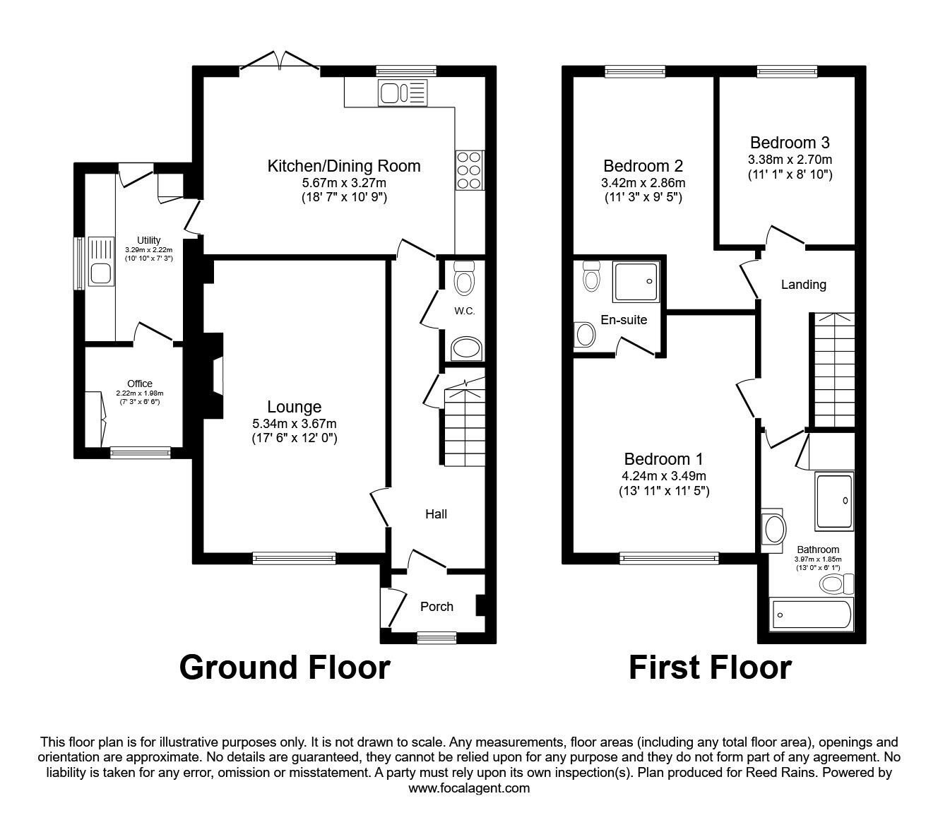 Floorplan of 3 bedroom Semi Detached House for sale, The Brook, Mytholmroyd, Hebden Bridge, HX7