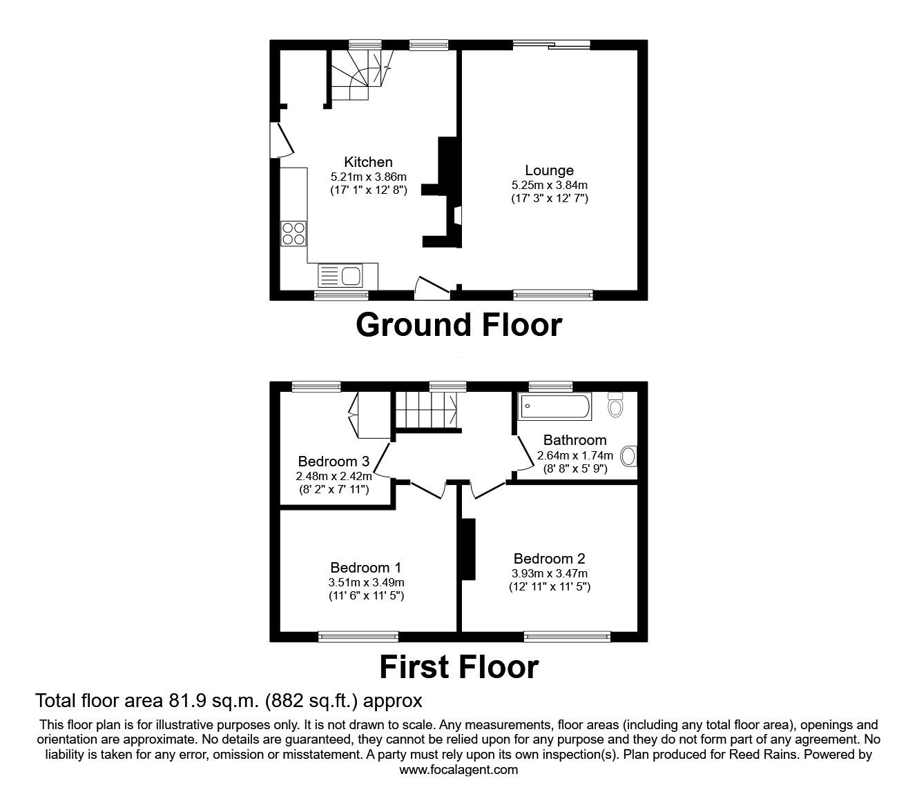 Floorplan of 3 bedroom Mid Terrace House for sale, Eaves Avenue, Hebden Bridge, Hebden Royd, HX7