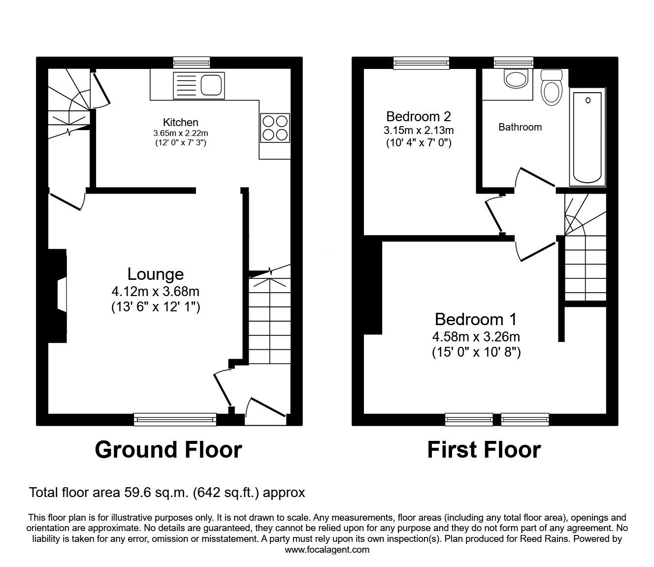 Floorplan of 2 bedroom Mid Terrace House for sale, High Lee Green, Luddendenfoot, Halifax, HX2