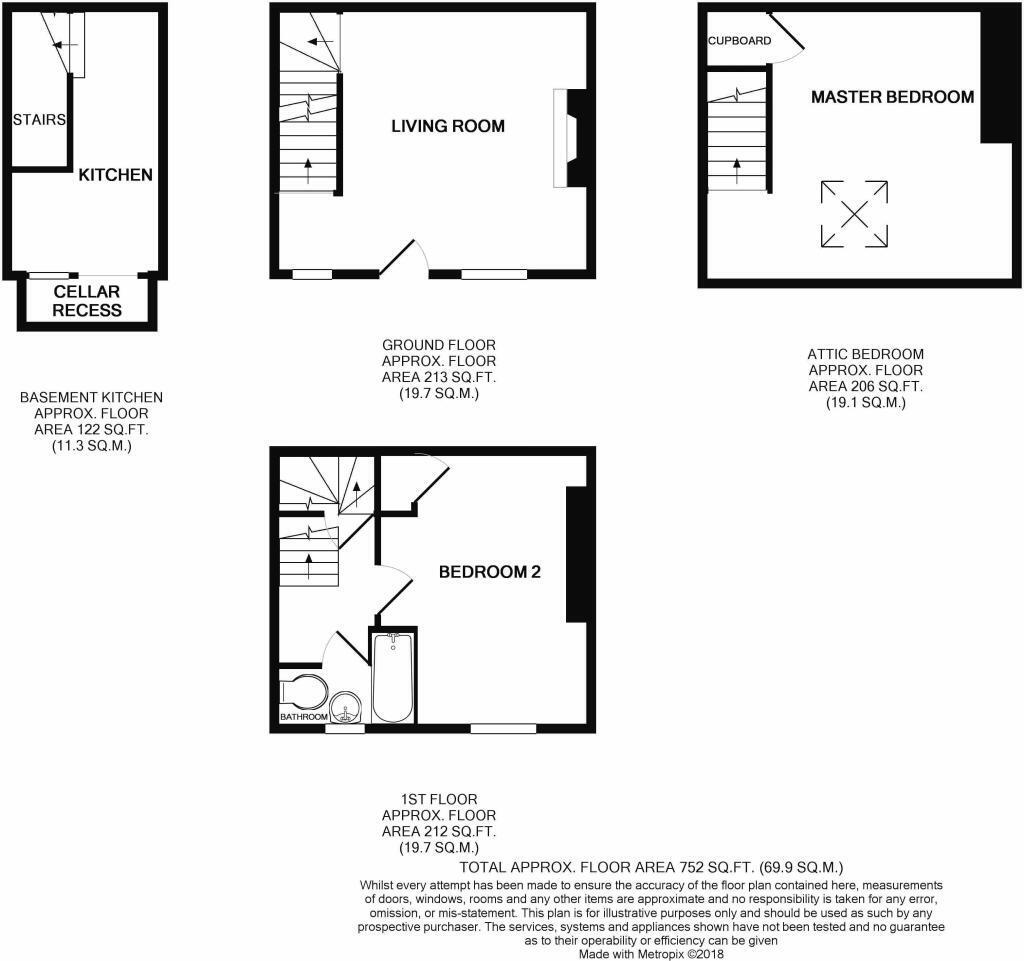 Floorplan of 2 bedroom Mid Terrace House for sale, Foster Lane, Hebden Bridge, HX7