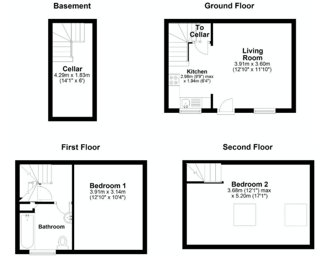 Floorplan of 2 bedroom Mid Terrace House to rent, Glen View Street, Todmorden, West Yorkshire, OL14