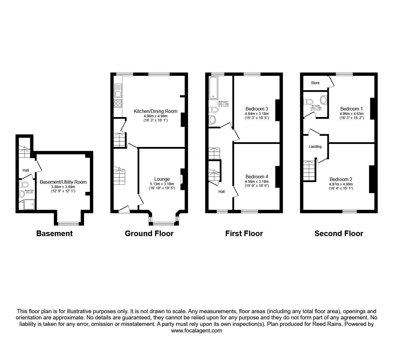 Floorplan of 4 bedroom Mid Terrace House for sale, Illingworth Villas, Lee Mill Road, Hebden Bridge, HX7