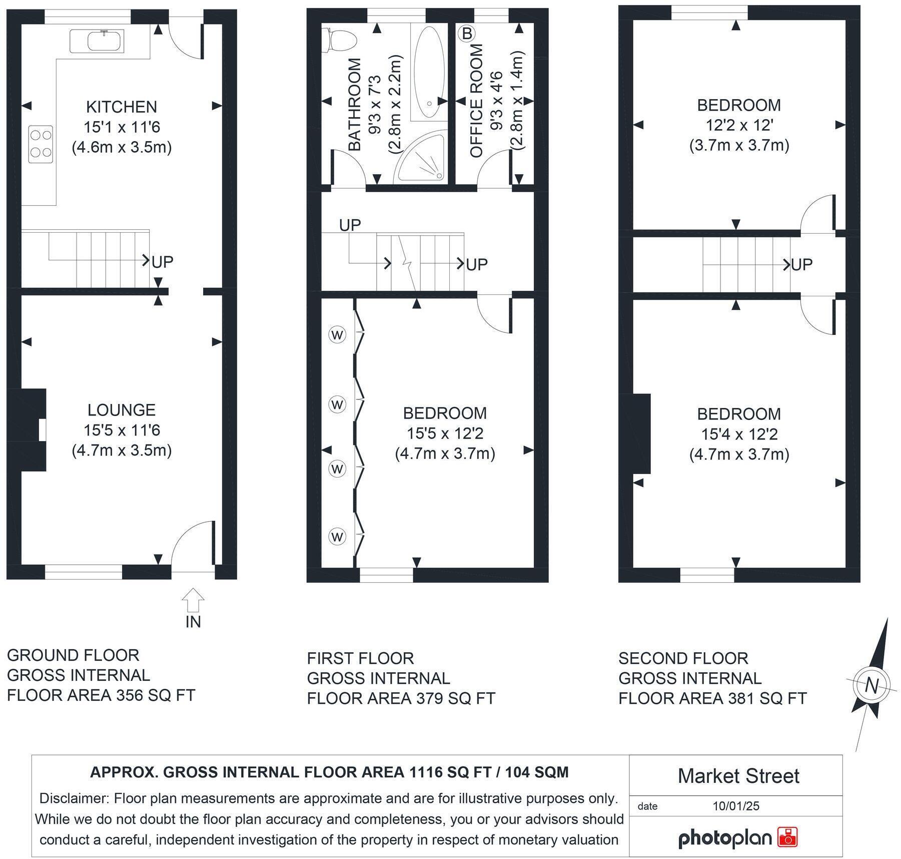 Floorplan of 3 bedroom Mid Terrace House for sale, Market Street, Todmorden, OL14