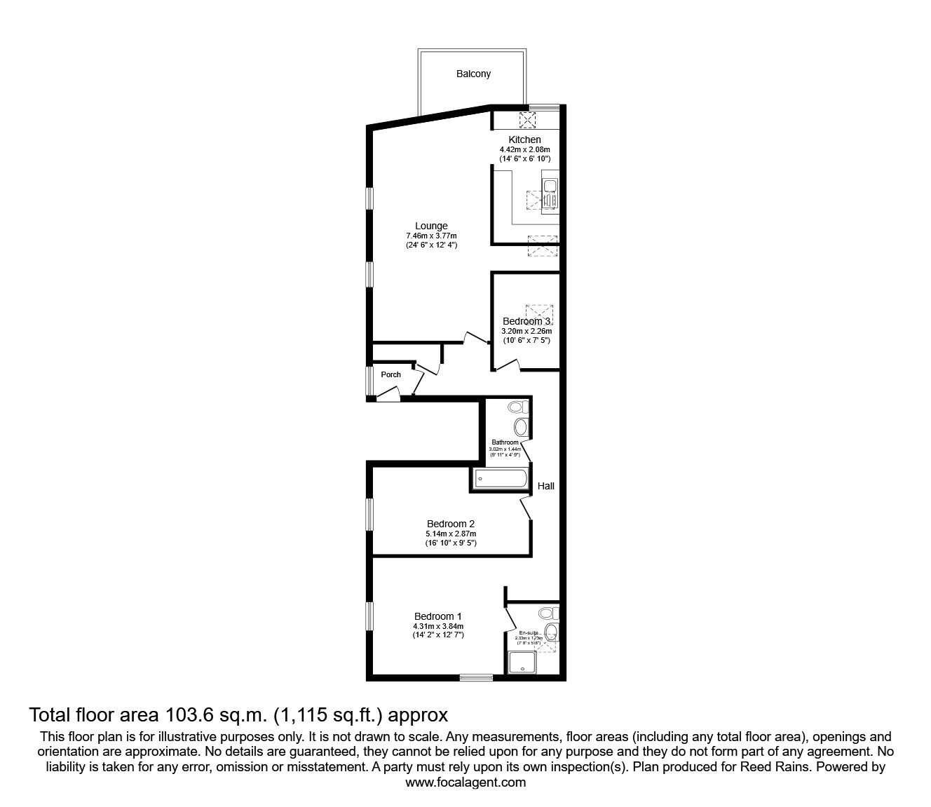 Floorplan of 3 bedroom Flat for sale, Red Acre, Hebden Bridge, HX7
