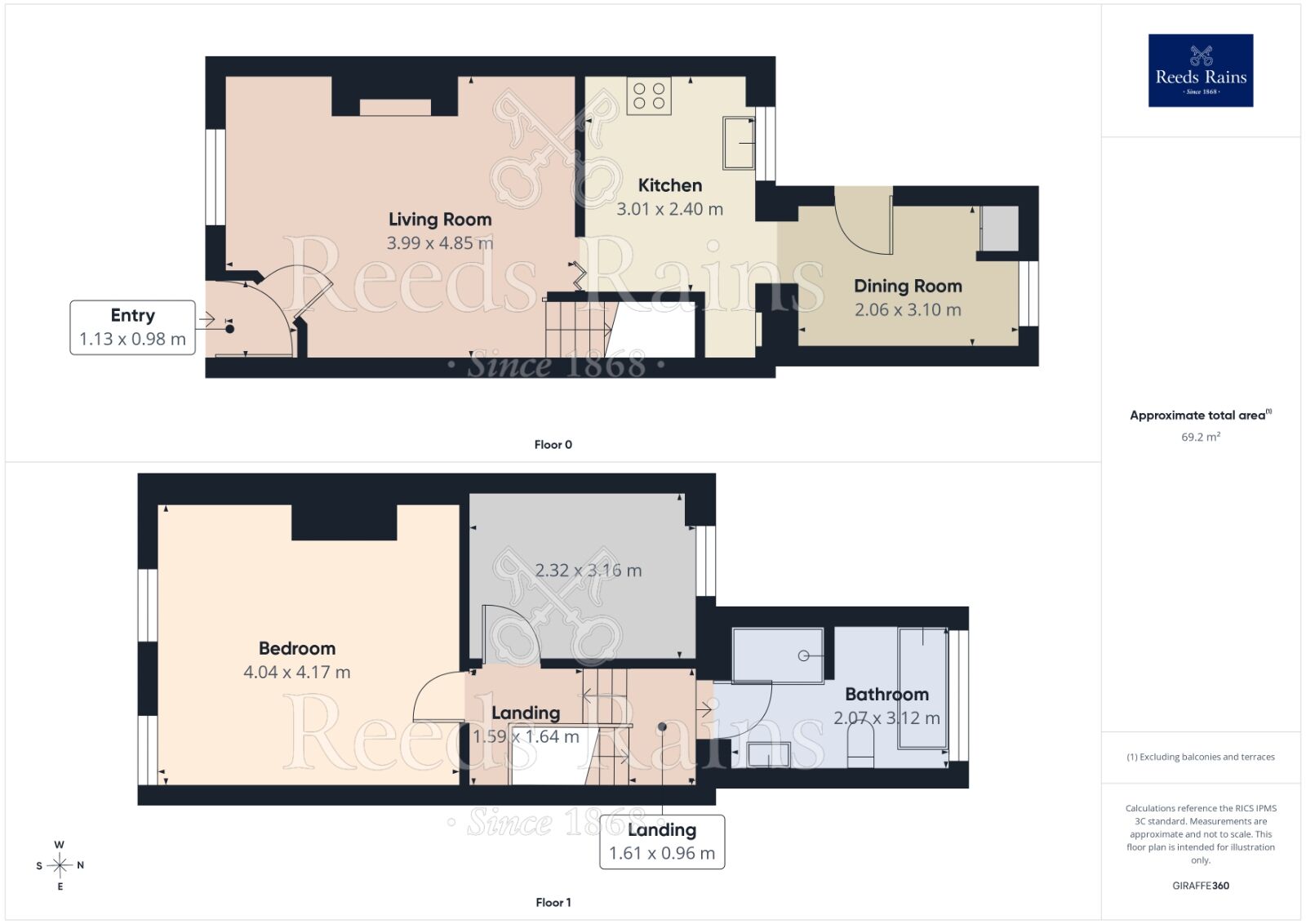 Floorplan of 2 bedroom Mid Terrace House to rent, Wellington Street, Huddersfield, West Yorkshire, HD3