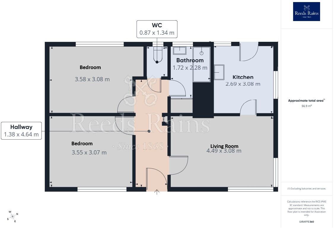 Floorplan of 2 bedroom Detached Bungalow for sale, Townfield, Hebden Bridge, West Yorkshire, HX7