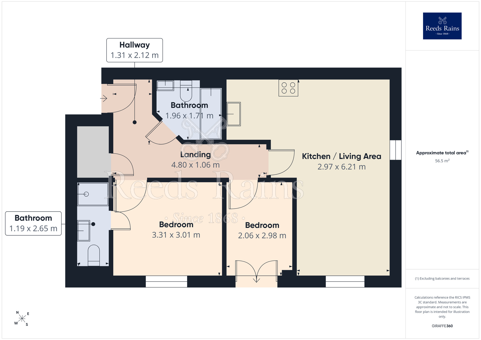 Floorplan of 2 bedroom Flat for sale, Spring Grove, Hebden Bridge, HX7