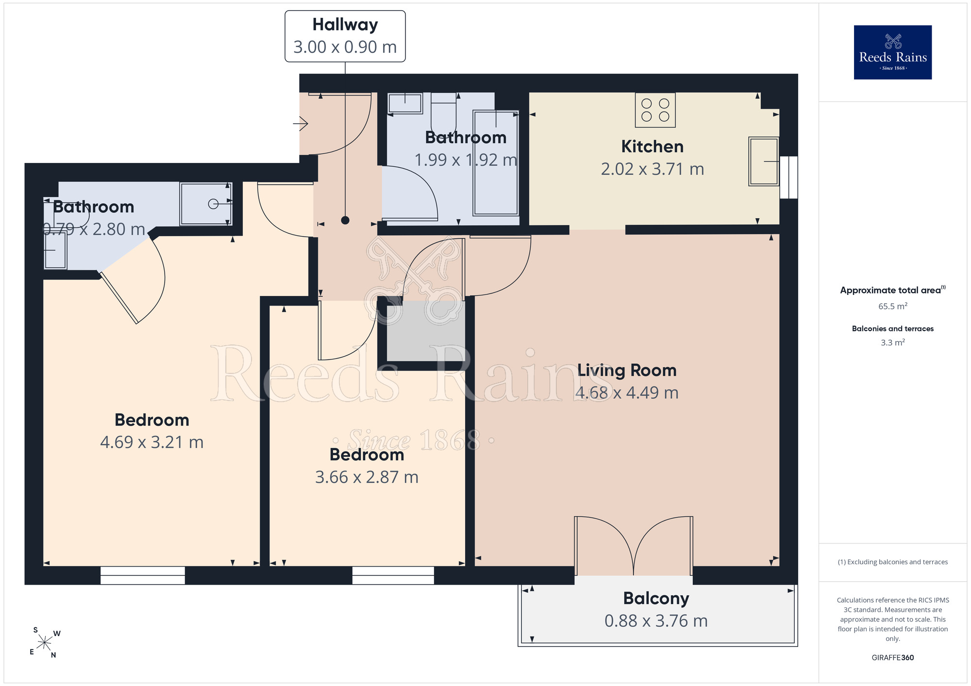 Floorplan of 2 bedroom Flat to rent, Longfellow Court, Mytholmroyd, West Yorkshire, HX7