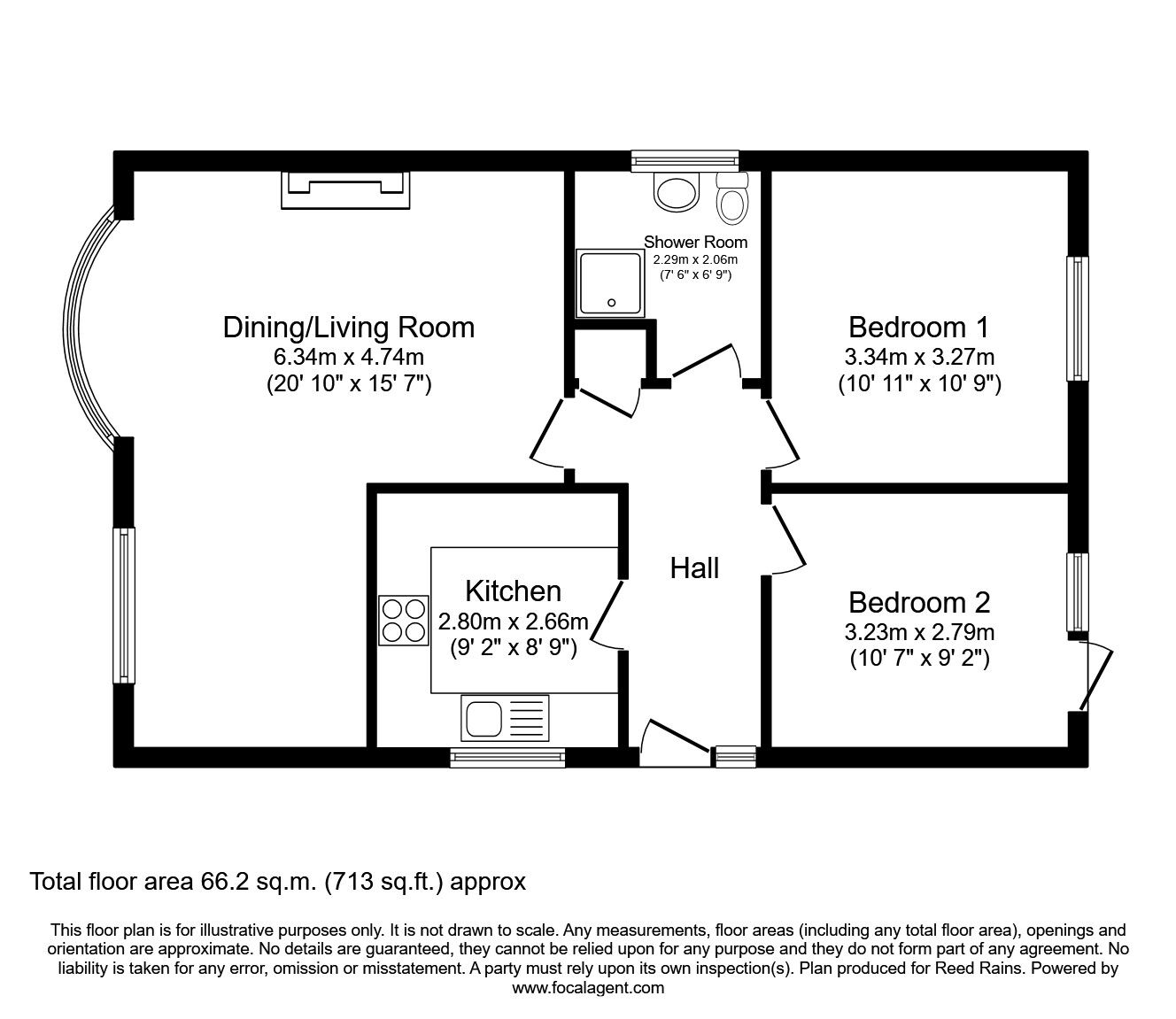 Floorplan of 2 bedroom Detached Bungalow to rent, Ravenscroft, Holmes Chapel, Cheshire, CW4