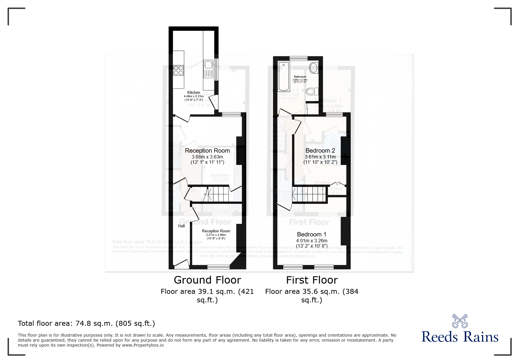 Floorplan of 2 bedroom Mid Terrace House to rent, Timbrell Avenue, Crewe, Cheshire, CW1