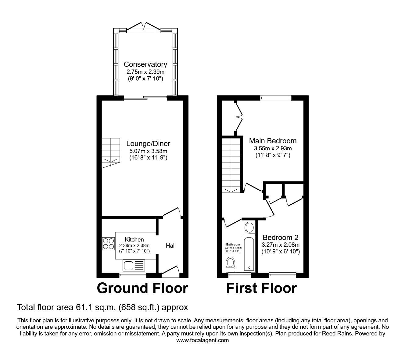 Floorplan of 2 bedroom Mid Terrace House to rent, Chillingham Close, Middlewich, Cheshire, CW10