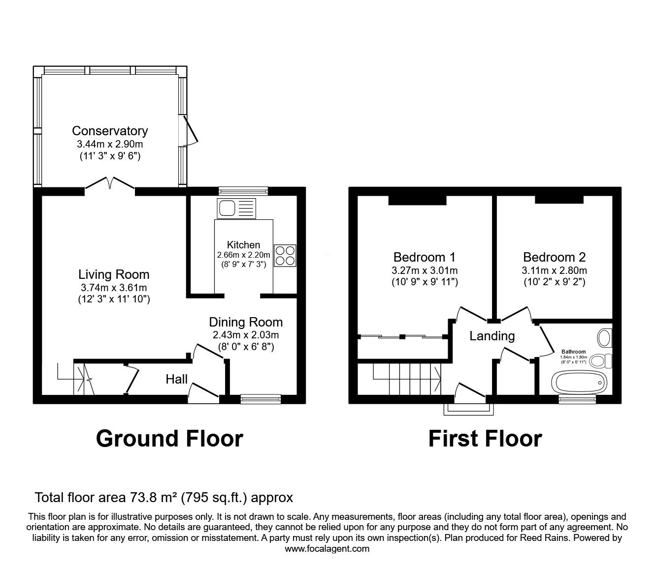 Floorplan of 2 bedroom Semi Detached House for sale, Dooleys Grig, Lower Withington, Cheshire, SK11