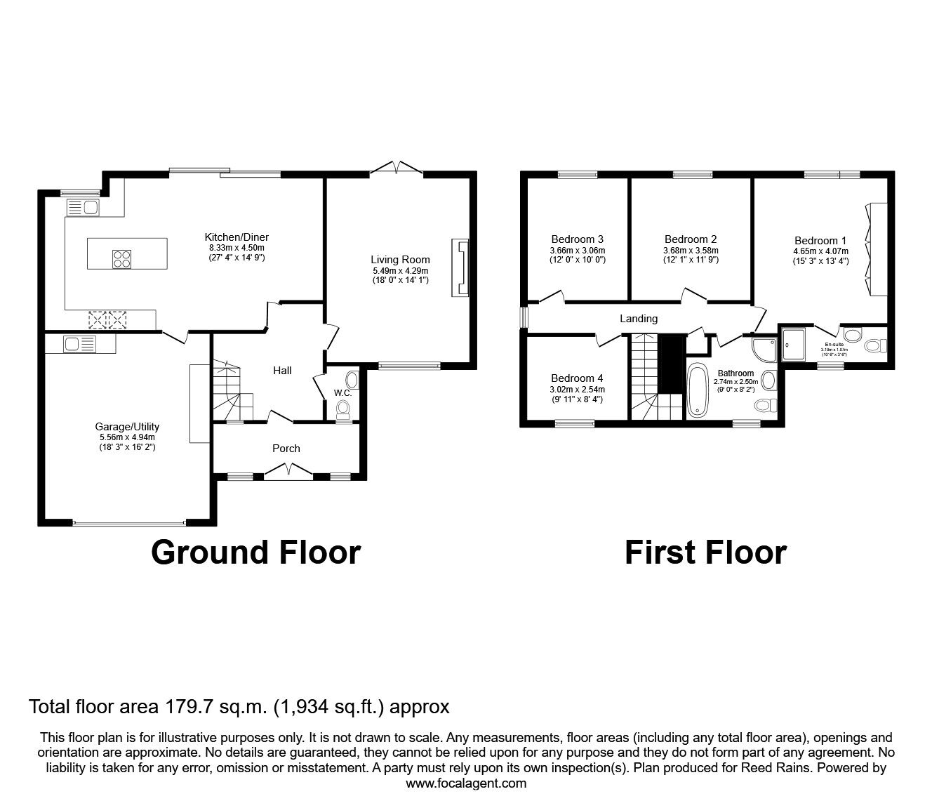 Floorplan of 4 bedroom Detached House for sale, Dalton Court, Sandbach, Cheshire, CW11